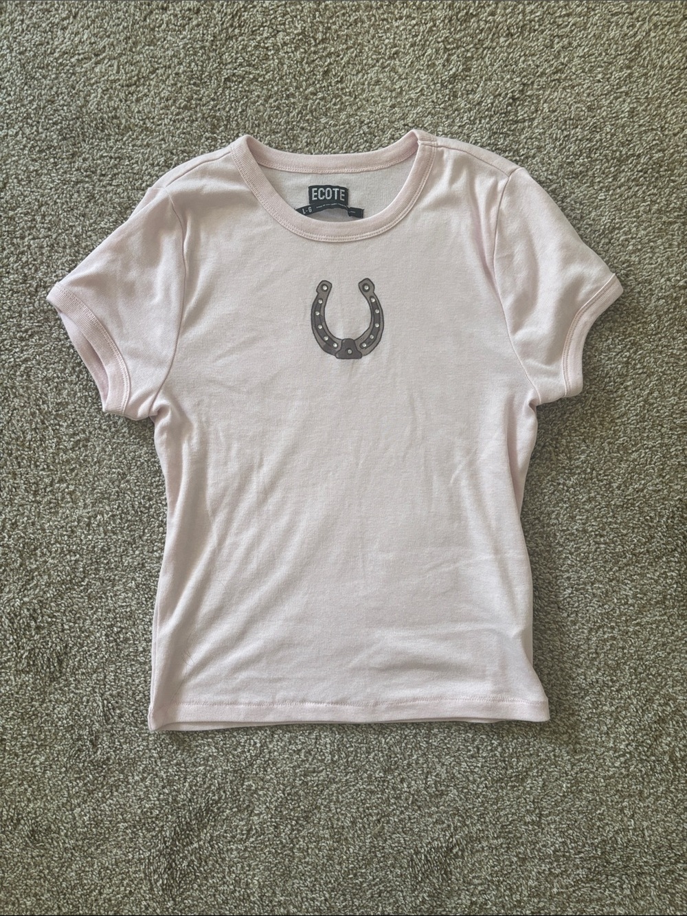 Ecote Pale Pink Short Sleeve Tee with Horseshoe Graphic